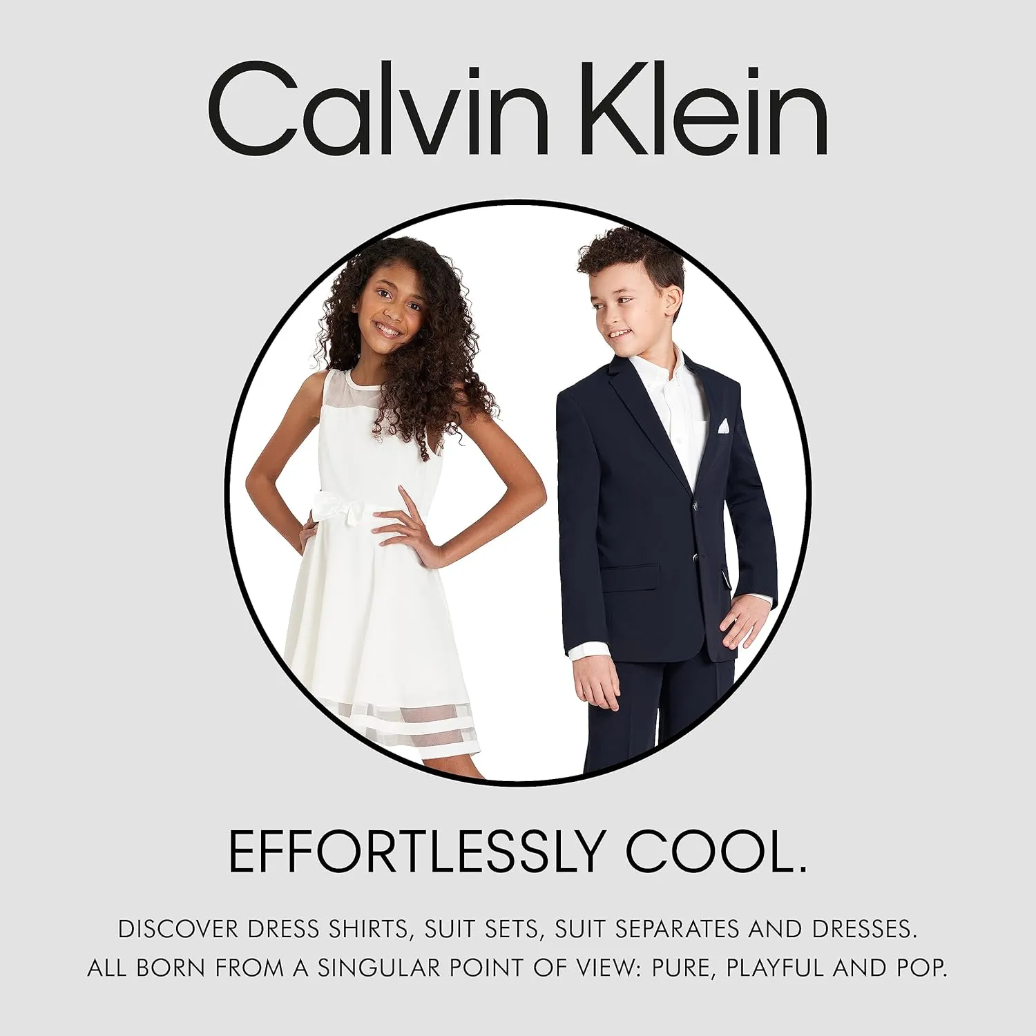 Calvin Klein Boys' 2-Piece Formal Tuxedo Suit Set, Includes Jacket & Dress Pants, Satin Trim Detailing & Functional Pockets