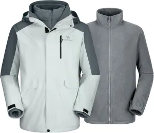 CAMEL CROWN Mens Ski Jackets 3 in 1 Waterproof Winter Jackets Snow Jackets Windproof Hooded with Inner Fleece Coat