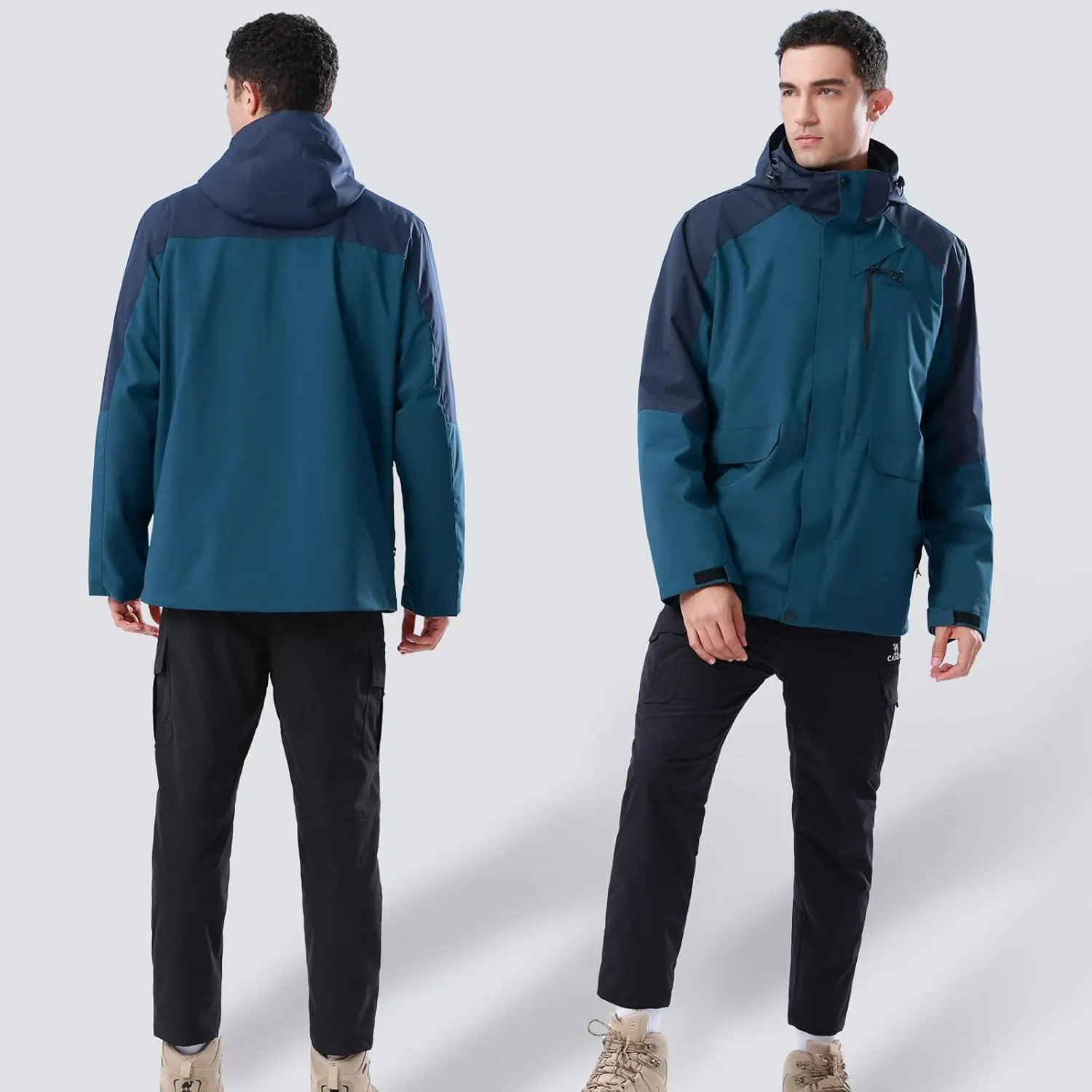 CAMEL CROWN Mens Ski Jackets 3 in 1 Waterproof Winter Jackets Snow Jackets Windproof Hooded with Inner Fleece Coat