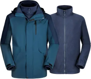 CAMEL CROWN Mens Ski Jackets 3 in 1 Waterproof Winter Jackets Snow Jackets Windproof Hooded with Inner Fleece Coat