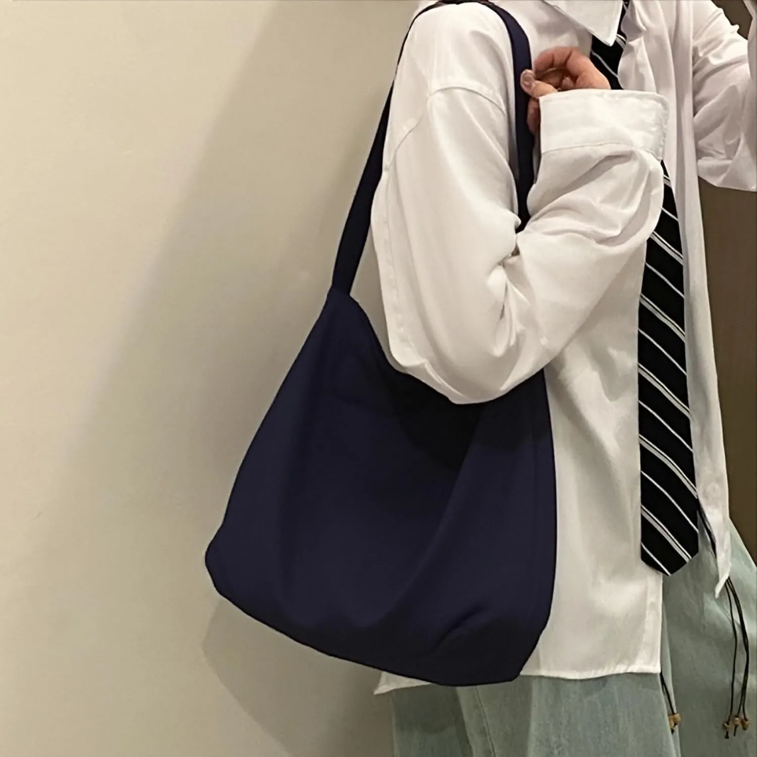 Canvas Bag with Magnetic Snap Large Size Simple Design Thick and Sturdy