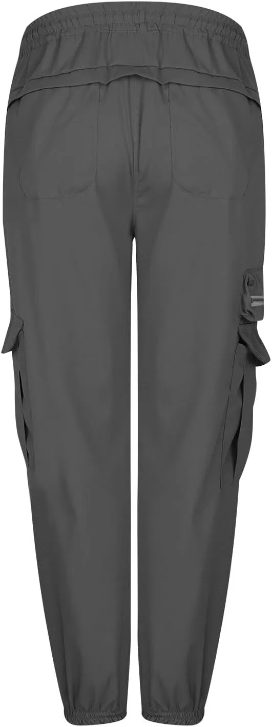 Casual Hiking Pants Men Sports Fashion Pants Jogging Loose Pants Zip Pocket Pants Solid Light Elastic Waist Pants