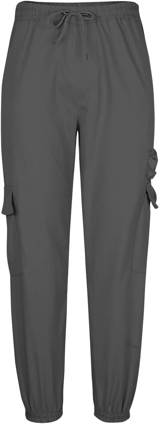 Casual Hiking Pants Men Sports Fashion Pants Jogging Loose Pants Zip Pocket Pants Solid Light Elastic Waist Pants