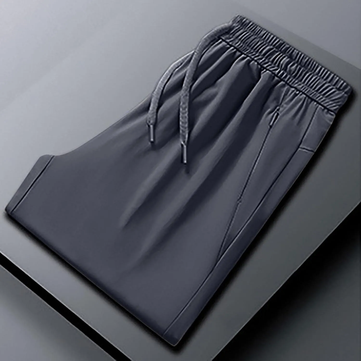 Casual Light Pants Men Belted Foot Pants Solid Sport Pants Relaxed Elastic Waist Pants Breathable Cool Pants