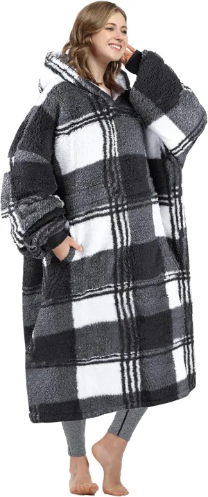 Catalonia Oversized Blanket Hoodie Sweatshirt, Comfortable Wearable Sherpa Pullover,Gift for Her