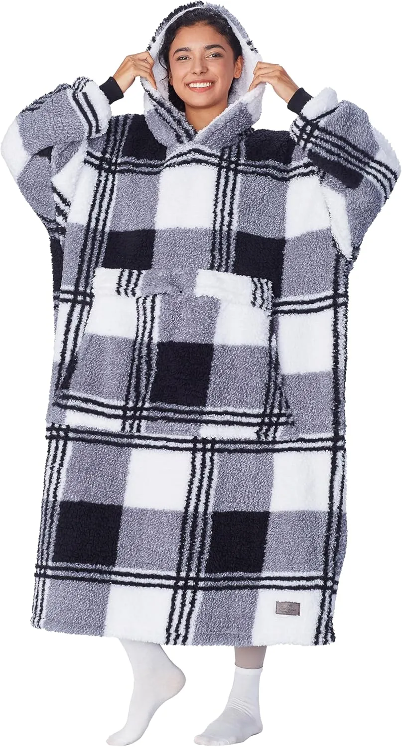 Catalonia Oversized Blanket Hoodie Sweatshirt, Comfortable Wearable Sherpa Pullover,Gift for Her
