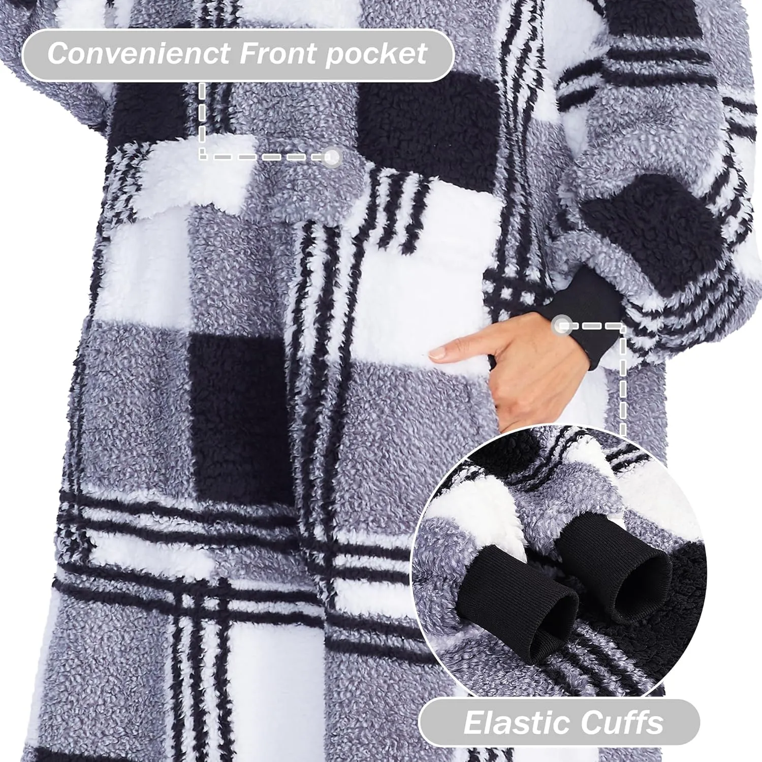 Catalonia Oversized Blanket Hoodie Sweatshirt, Comfortable Wearable Sherpa Pullover,Gift for Her