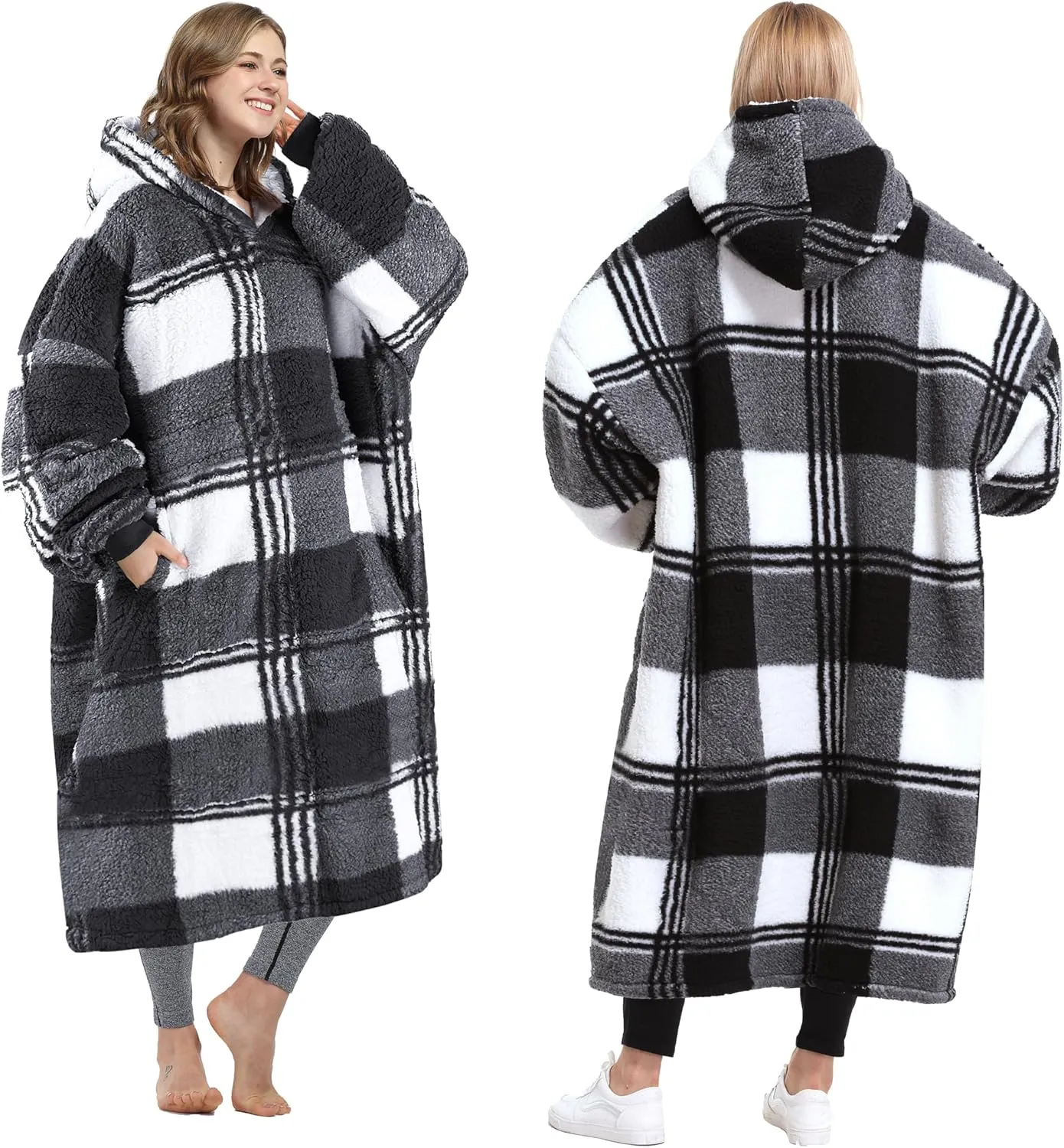 Catalonia Oversized Blanket Hoodie Sweatshirt, Comfortable Wearable Sherpa Pullover,Gift for Her