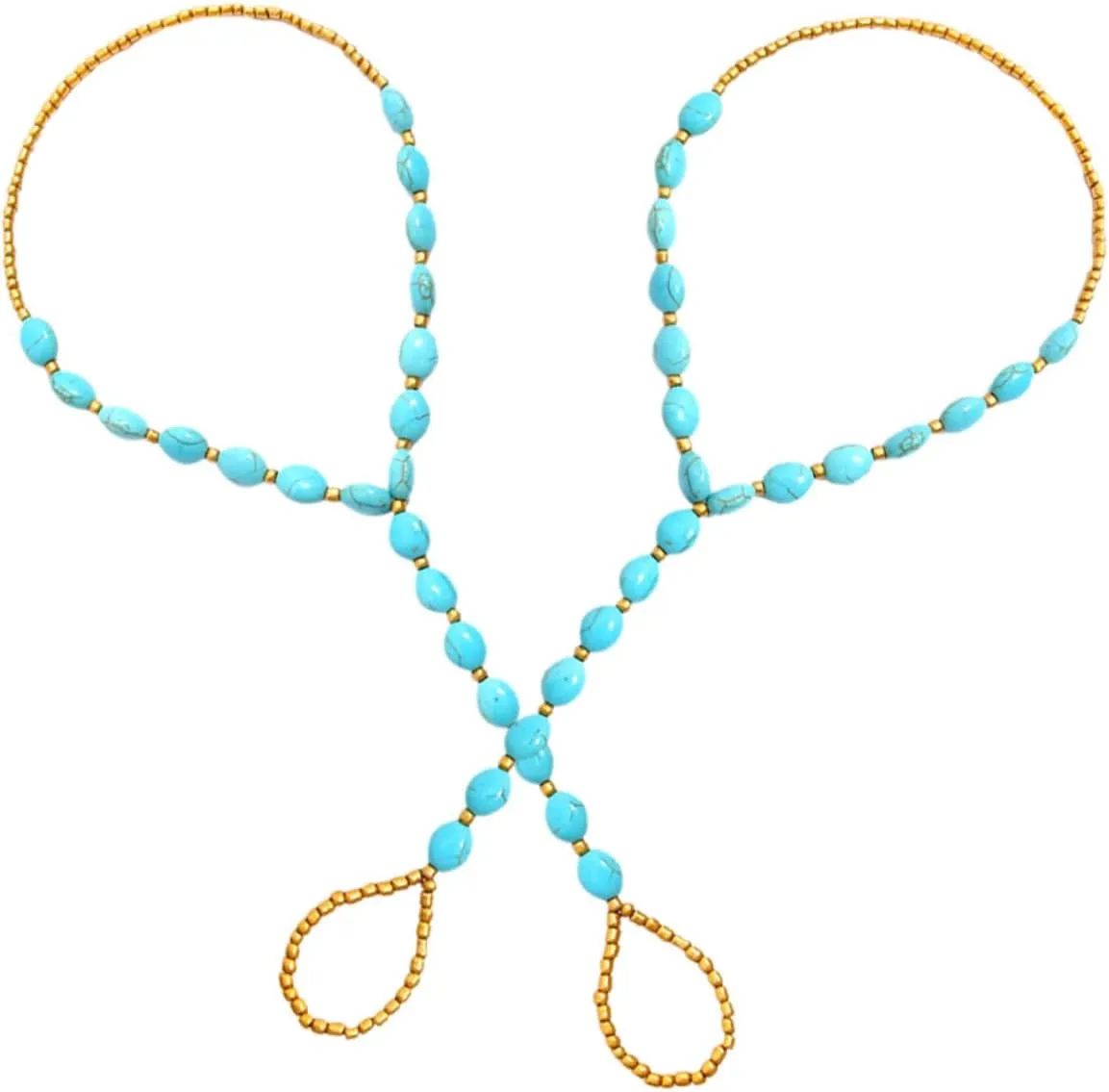 Chic Beaded Anklets Toe Rings Foot Chain Jewelry Set for Lady's Beach Party