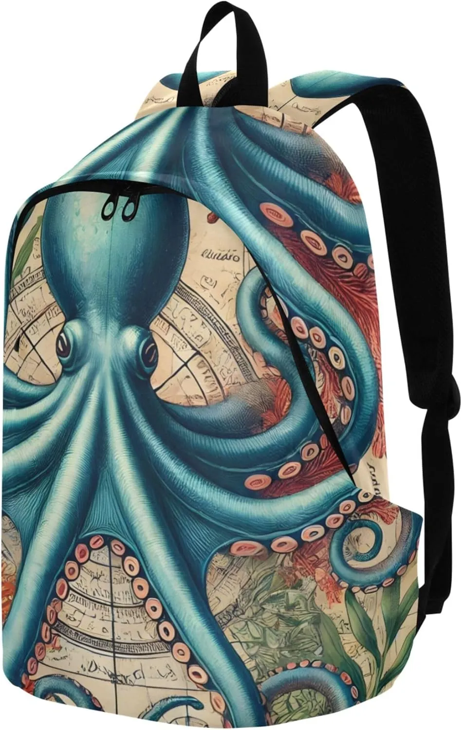 CHIFIGNO Blue Octopus Sea Adventure Personalized Mens Cute Backpack for Women Back to School Bookbag