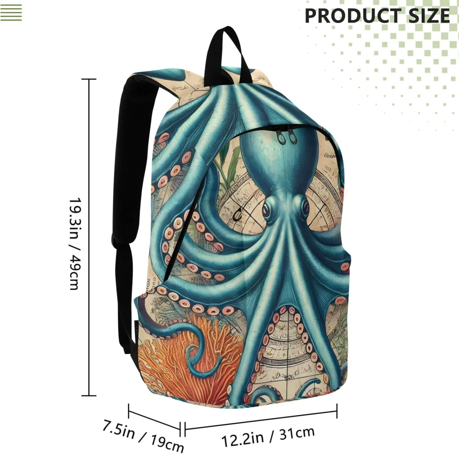 CHIFIGNO Blue Octopus Sea Adventure Personalized Mens Cute Backpack for Women Back to School Bookbag