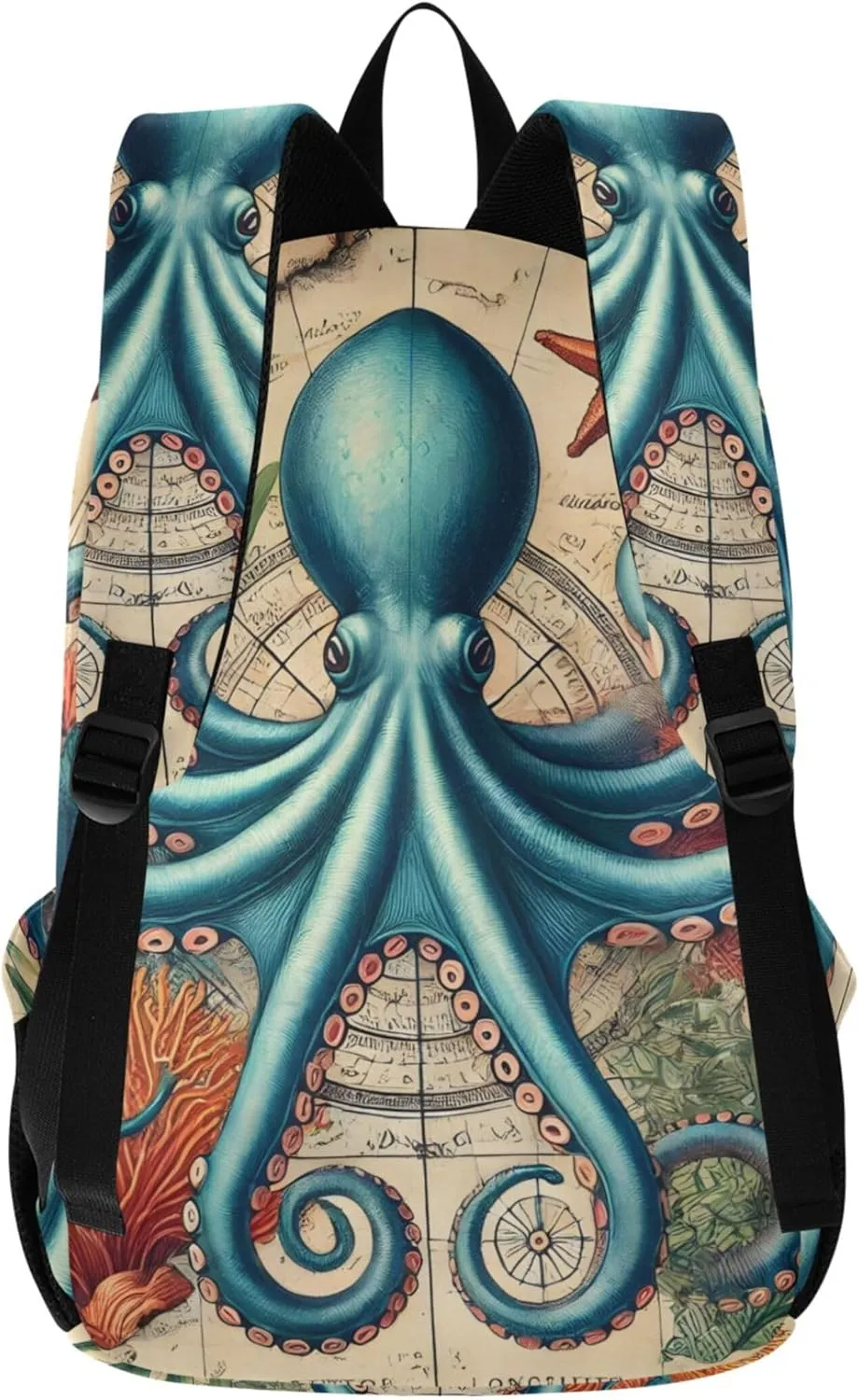 CHIFIGNO Blue Octopus Sea Adventure Personalized Mens Cute Backpack for Women Back to School Bookbag