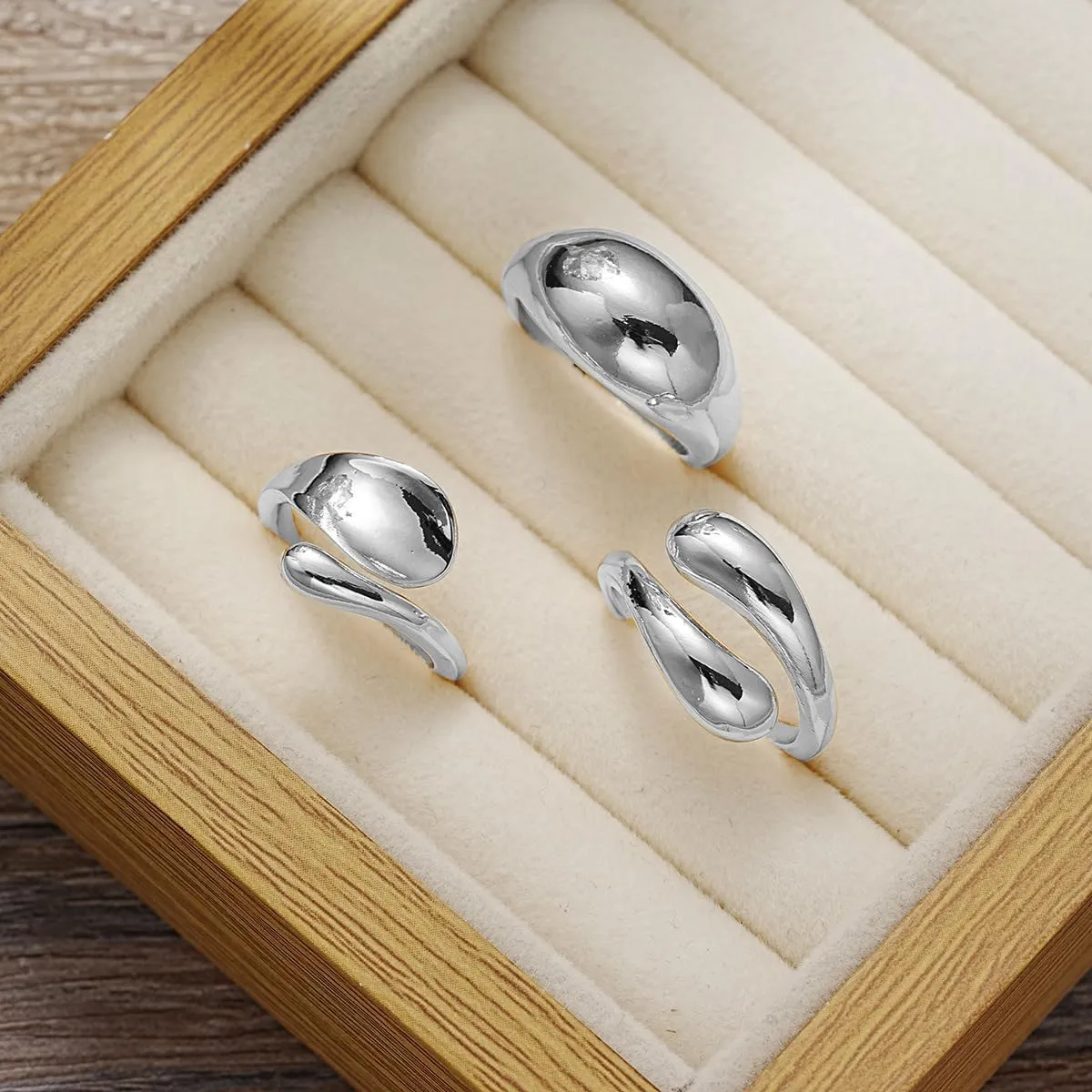 Chunky Gold & Silver Rings Set - Bold Dome Statement Rings for Women