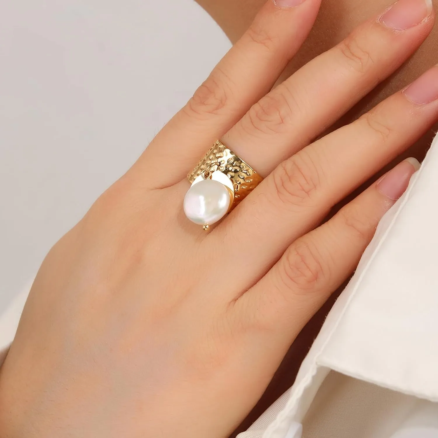 Chunky Gold Rings 18K Gold Plated Statement Dome Band Rings Chunky Rings Statement Stainless Steel Ring Jewelry for Women Gifts for Her