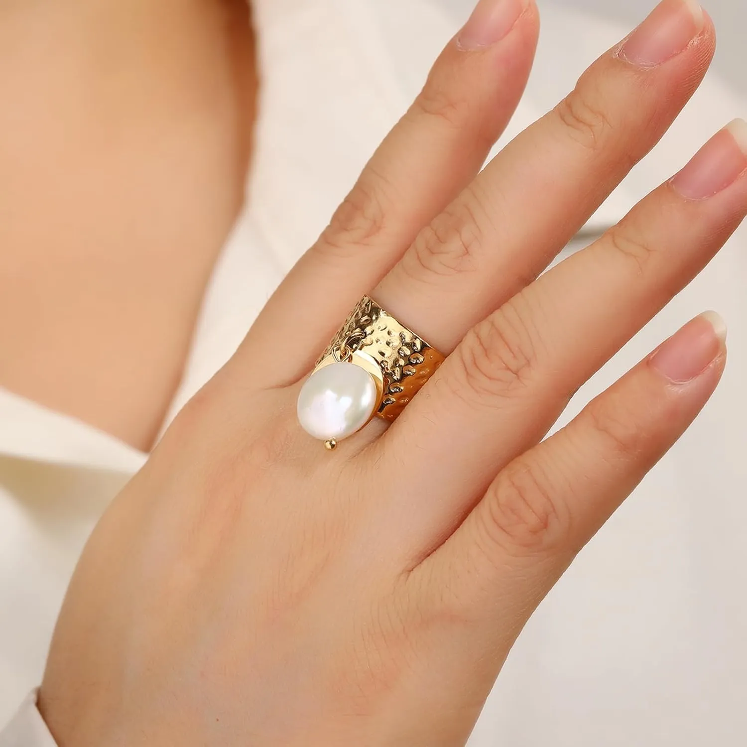 Chunky Gold Rings 18K Gold Plated Statement Dome Band Rings Chunky Rings Statement Stainless Steel Ring Jewelry for Women Gifts for Her