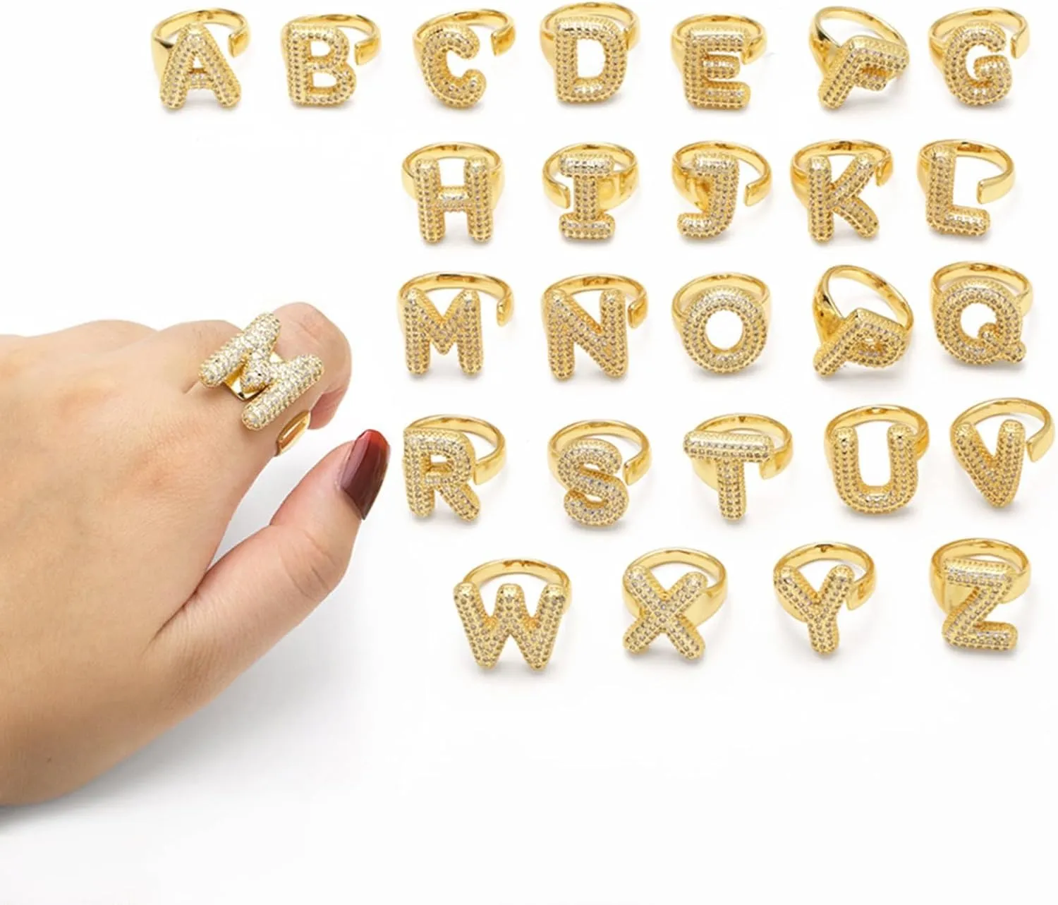 Chunky Initial Rings for Women Gold Statement Rings Adjustable Statement Ring Concert Outfit Summer Vacation Beach Vacation Essentials