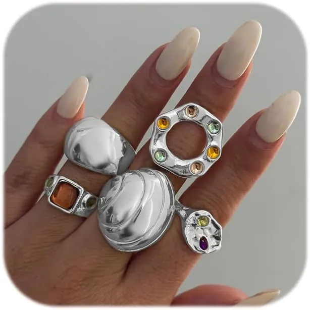 Chunky Knuckle Rings for Women Chunky Gold Statement Stacking Crystal Knuckle Rings Set Statement Flower Artificial Baroque Pearl Ring Jewelry
