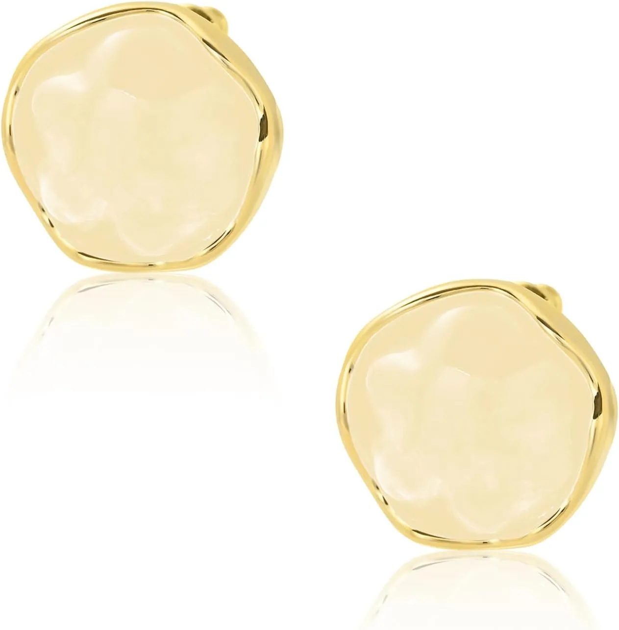 Chunky Pearl Shape Resin Earrings for Women,18K Gold Acrylic Resin Studs,Hypoallergenic Fashion Jewelry,18K Gold Plated Resin Earrings