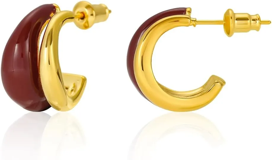 Chunky Resin Teardrop Earrings, 18K Gold Acrylic Resin Drop HoopsHypoallergenic Fashion Jewelry for Women,18K Gold Plated Resin Drop Earrings