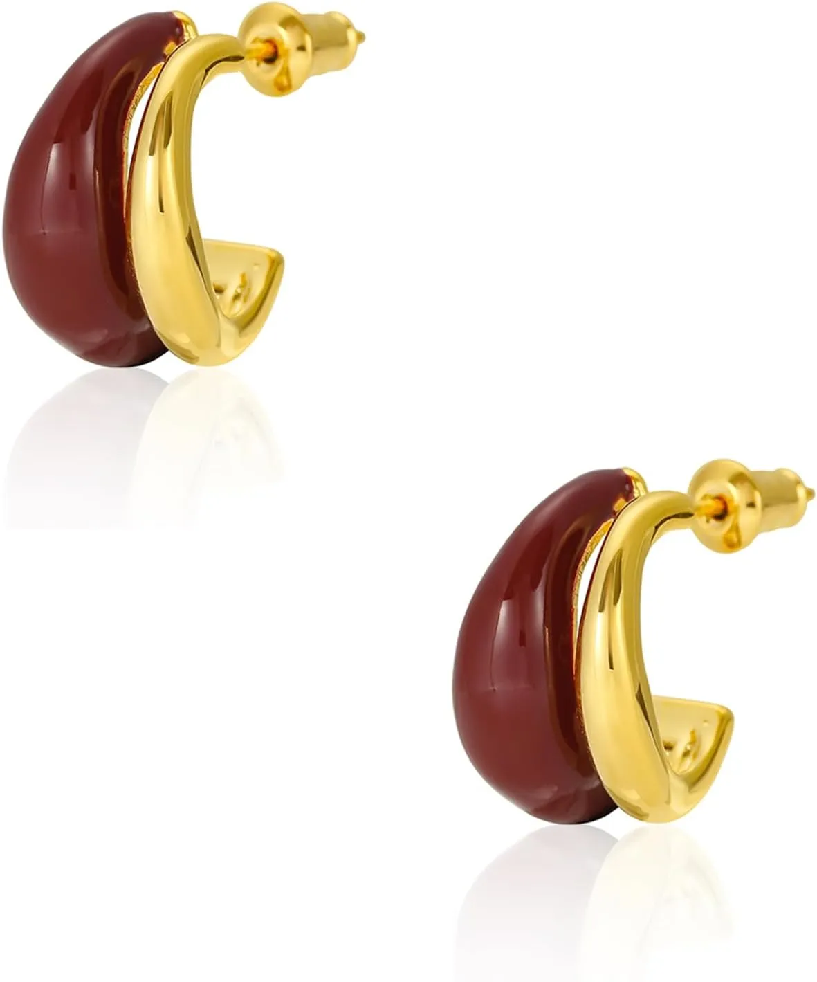 Chunky Resin Teardrop Earrings, 18K Gold Acrylic Resin Drop HoopsHypoallergenic Fashion Jewelry for Women,18K Gold Plated Resin Drop Earrings