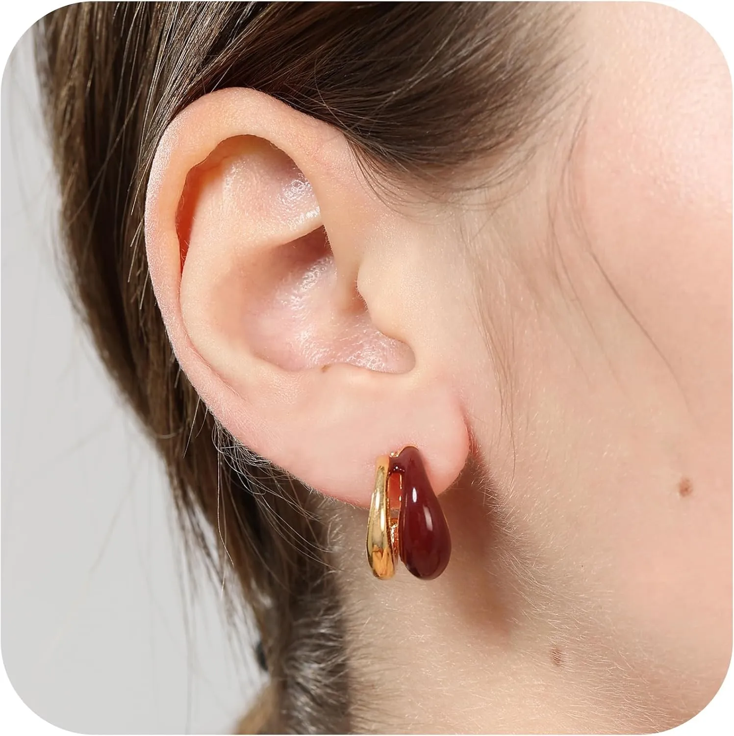 Chunky Resin Teardrop Earrings, 18K Gold Acrylic Resin Drop HoopsHypoallergenic Fashion Jewelry for Women,18K Gold Plated Resin Drop Earrings