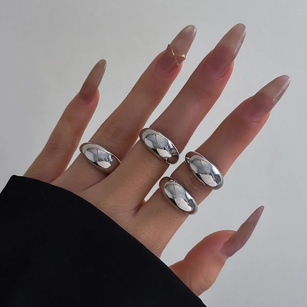 Chunky Rings Set for Women Statement Rings Open Dome Ring Thick Ring Set Stackable Open Bold Thick Rings Statement Jewelry