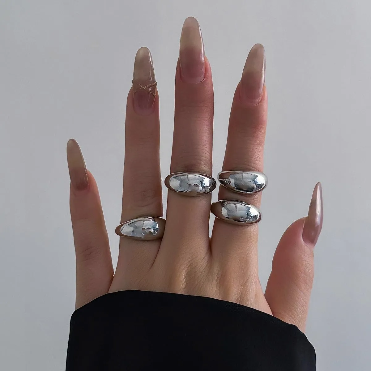 Chunky Rings Set for Women Statement Rings Open Dome Ring Thick Ring Set Stackable Open Bold Thick Rings Statement Jewelry