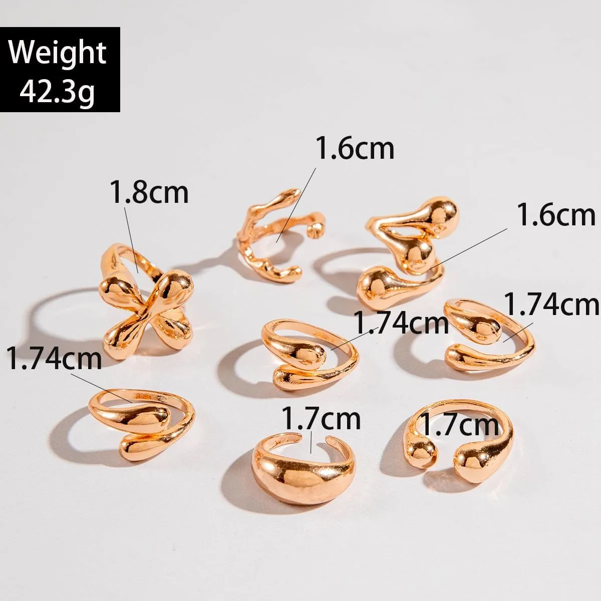 CJIAYUJEW Chunky Gold Rings Set for Women,Trendy Gold Stackable Open Knuckle Ring