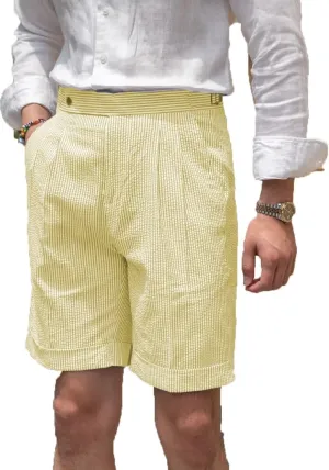 Classic Mens Summer Seersucker Shorts Striped Slim Fit Flat Front Walk Chino Short Pants Flat Front Shorts