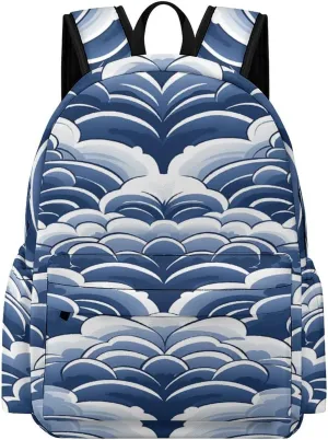 Classical Travel Backpack,Blue And White Print Personal Item Backpack,Spacious And Durable Backpacks for Work And Travel