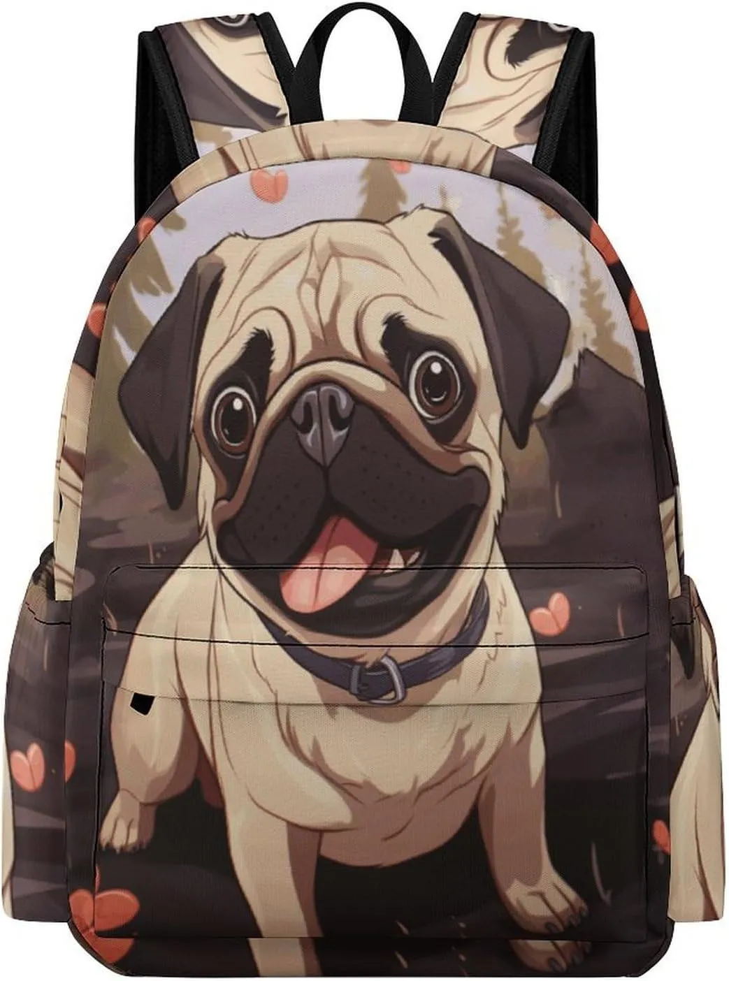 Classical Travel Backpack,Cute Pug Print Personal Item Backpack,Spacious And Durable Backpacks for Work And Travel