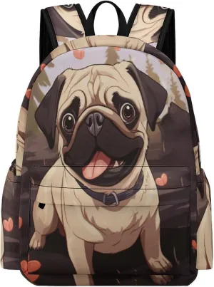 Classical Travel Backpack,Cute Pug Print Personal Item Backpack,Spacious And Durable Backpacks for Work And Travel