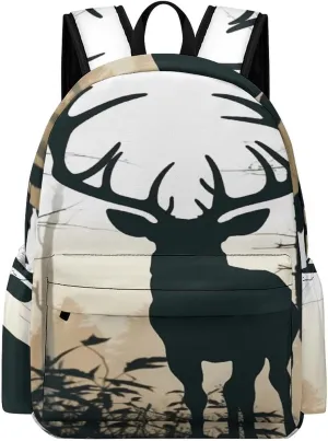 Classical Travel Backpack,Deer Silhouette Print Personal Item Backpack,Spacious And Durable Backpacks for Work And Travel