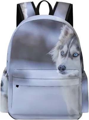 Classical Travel Backpack,Dog in Snow Print Personal Item Backpack,Spacious And Durable Backpacks for Work And Travel