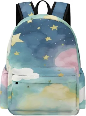 Classical Travel Backpack,Stars Watercolor Print Personal Item Backpack,Spacious And Durable Backpacks for Work And Travel