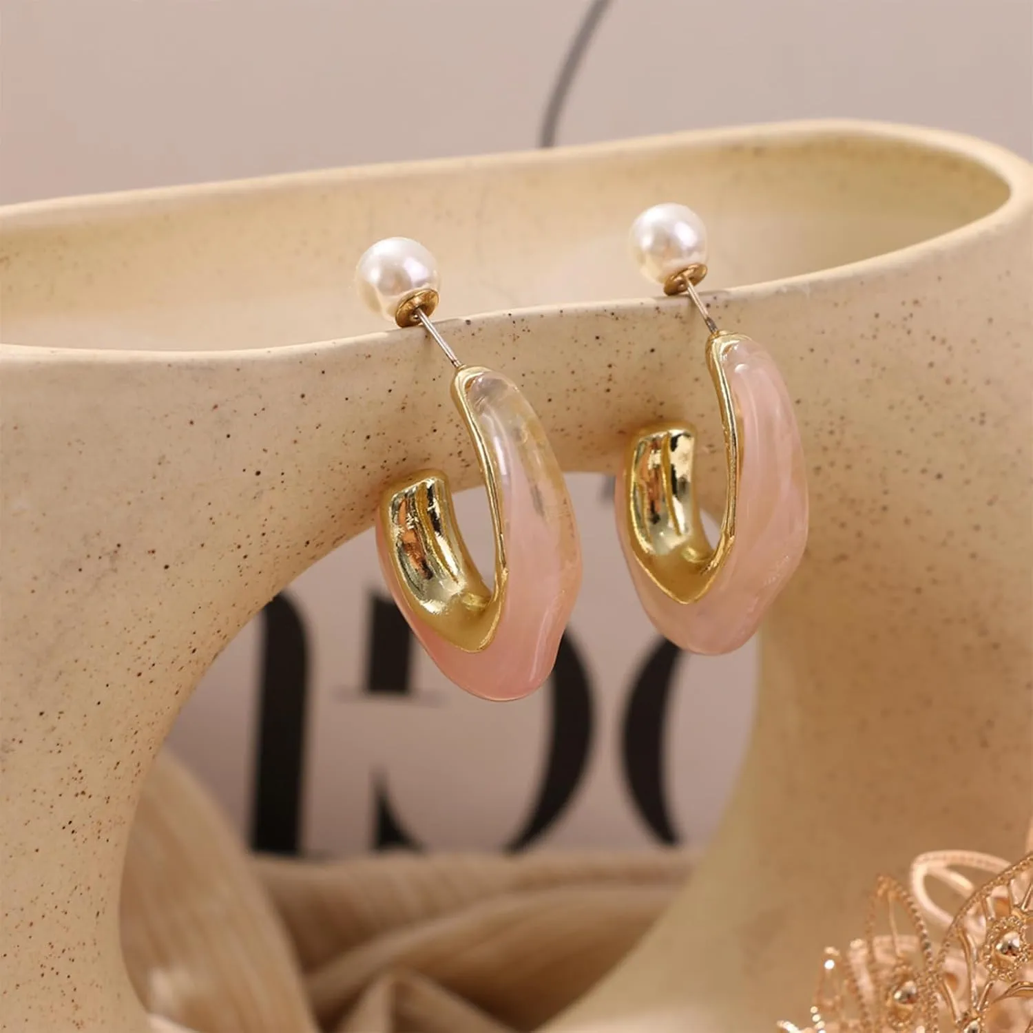 Clear Hoop Earrings for Women Lucite Earrings Transparent Resin Rectangle Earrings Irregular Ice Cube Earrings Gold Huggie Earrings Jewelry