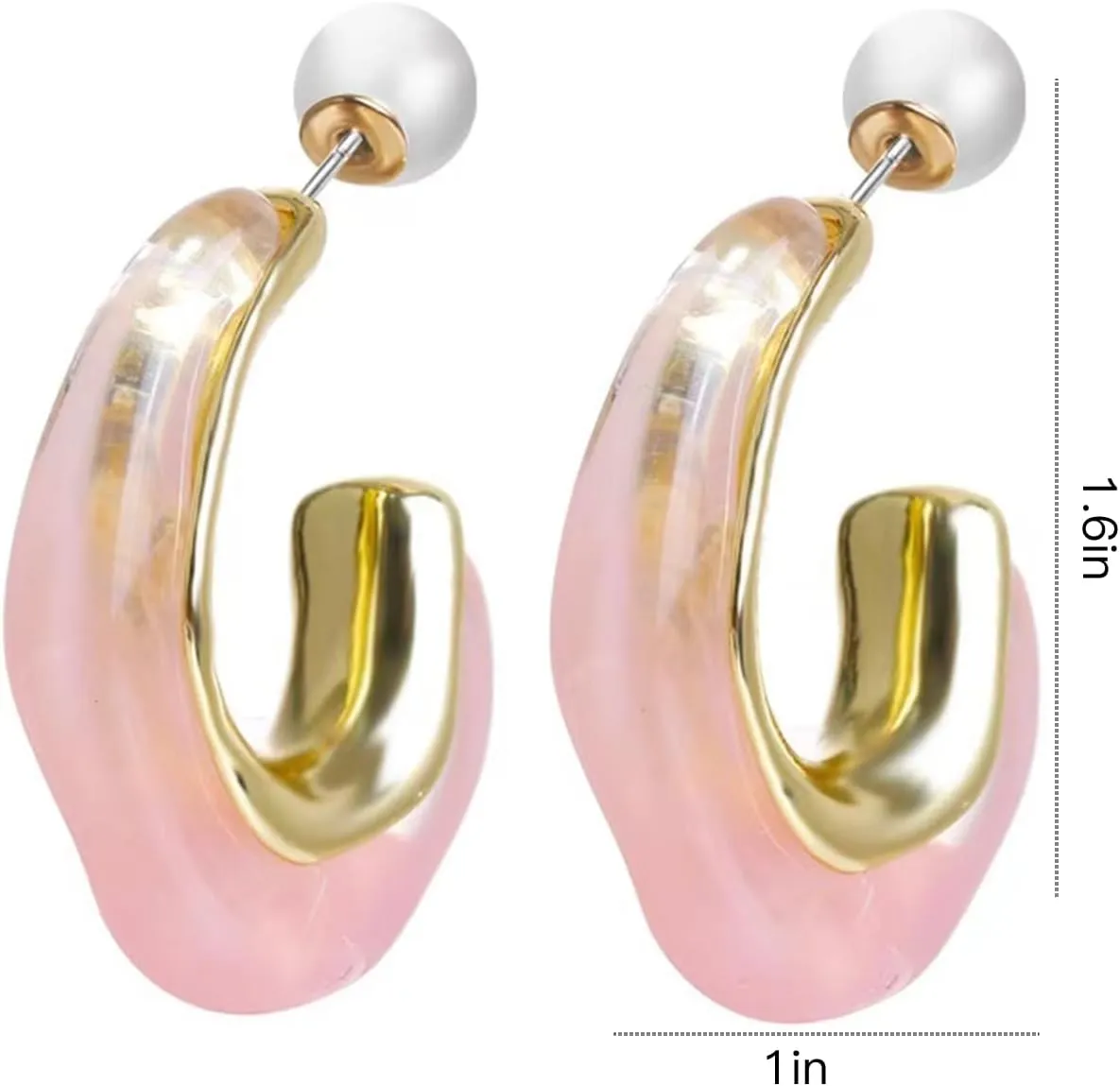 Clear Hoop Earrings for Women Lucite Earrings Transparent Resin Rectangle Earrings Irregular Ice Cube Earrings Gold Huggie Earrings Jewelry