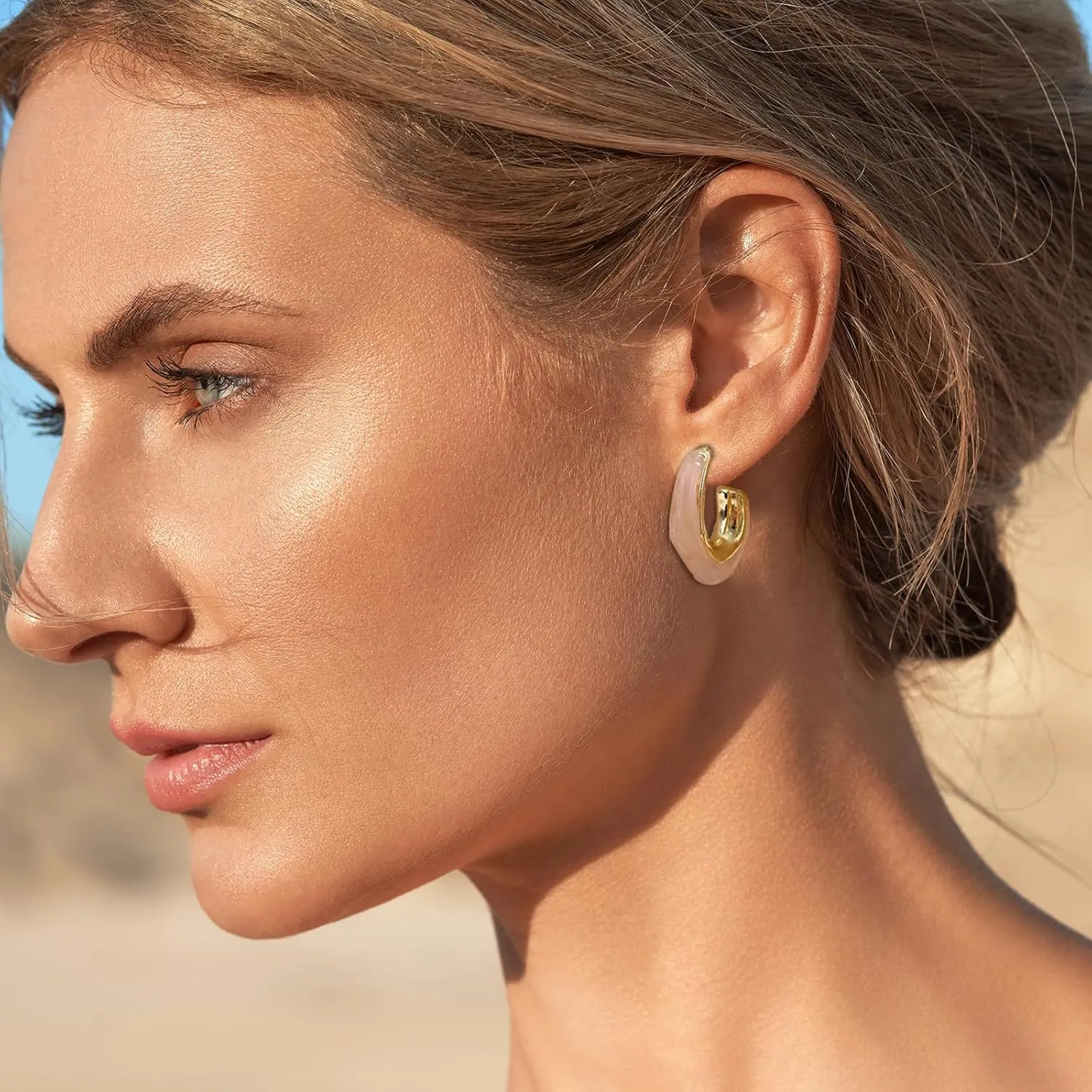 Clear Hoop Earrings for Women Lucite Earrings Transparent Resin Rectangle Earrings Irregular Ice Cube Earrings Gold Huggie Earrings Jewelry