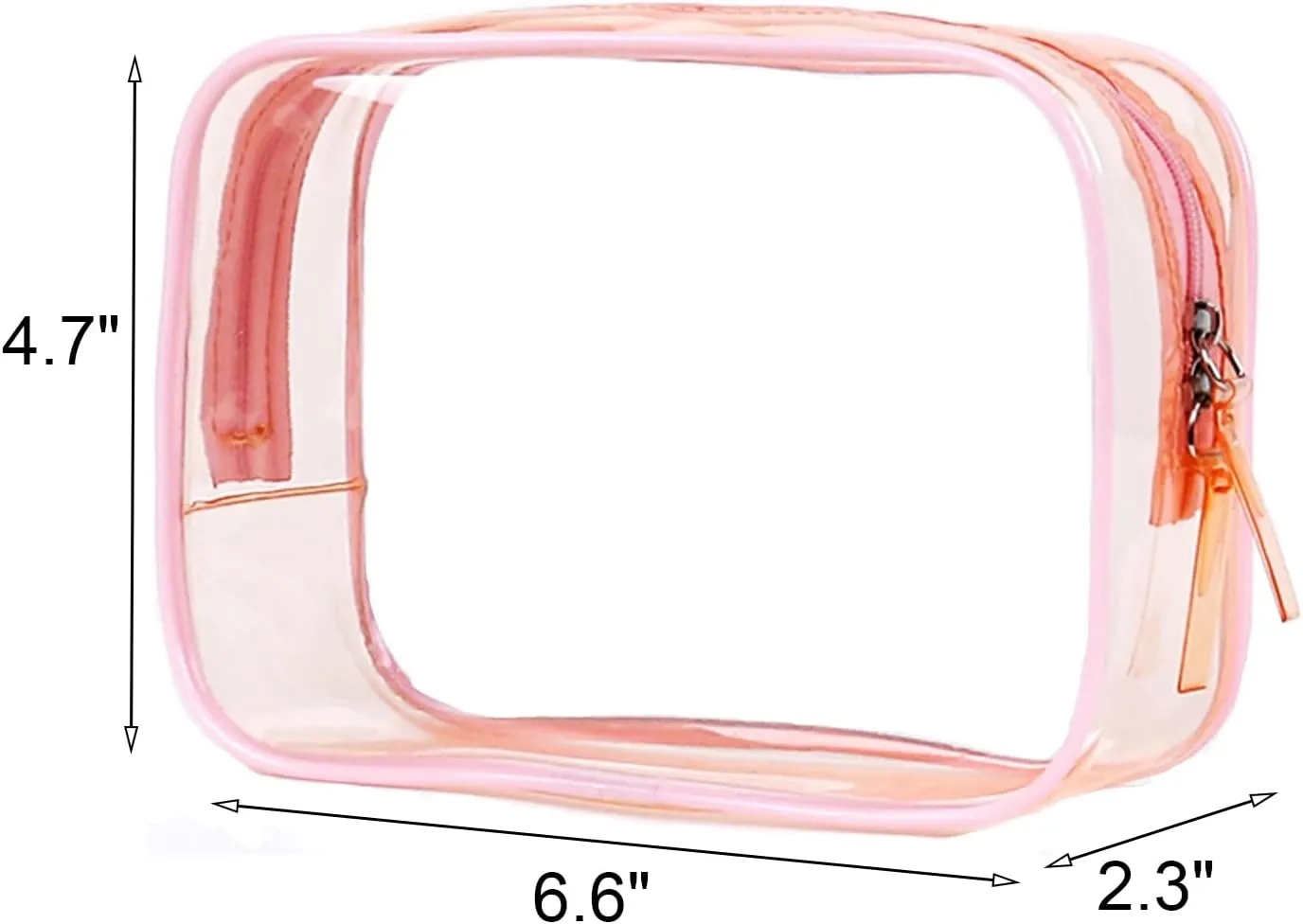 Clear Pouch Small, 6.6"x2.3"x4.7" Size TSA Approved Toiletry Bag, Travel Bags for Toiletries, Cosmetic Bag for Women and Men - 1 Pack Pink