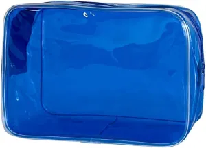 Clear Small Makeup Pouch Bag, 7"x2.3"x4.7" Size TSA Approved Toiletry Bag, Bark Blue Pvc Travel Bags for Toiletries,Transparent Cosmetic Bag for Women and Men Small (Bark Blue)