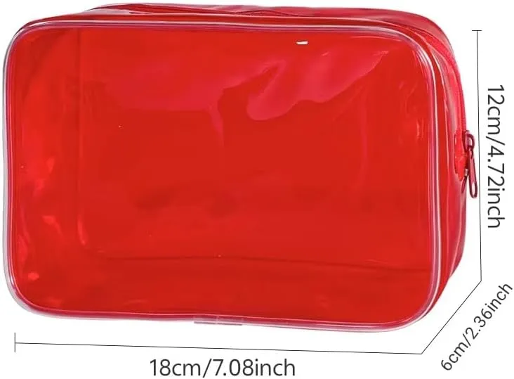 Clear Small Makeup Pouch Bag, 7"x2.3"x4.7" Size TSA Approved Toiletry Bag, Bark Blue Pvc Travel Bags for Toiletries,Transparent Cosmetic Bag for Women and Men Small (Bark Blue)