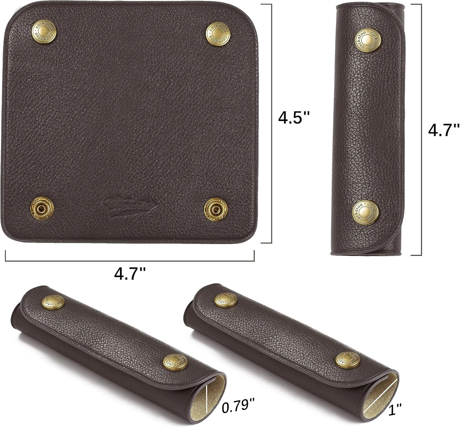 Cockatoo Handbag Handle Leather Wrap Covers, Purse Grip Strap Protector for Shopping Bag Travel Bag Suitcase Tote Bag Wallet Briefcase (Black Coffee)