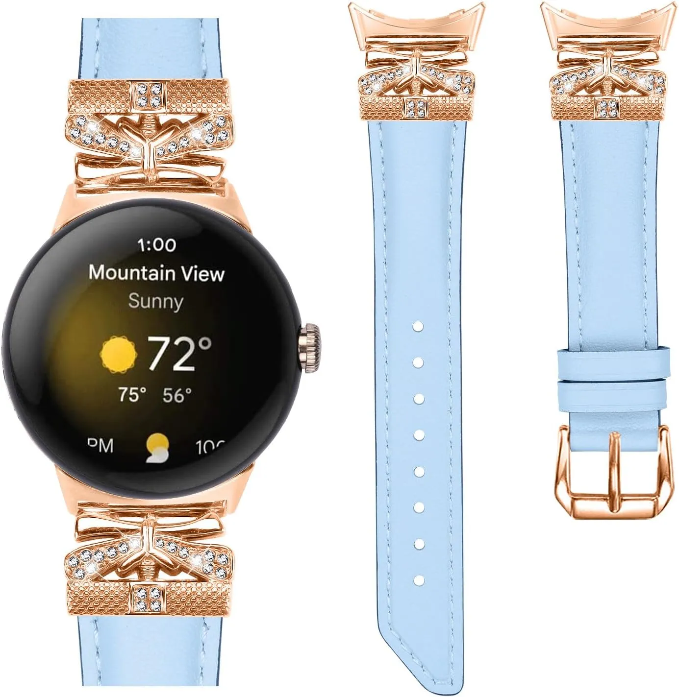 Compatible With Google Pixel 2 Watchband,Adjustable Genuine Leather Wrist Strap with Metal Buckle for Google Pixel watch 2022 /Google Pixel 2 watch 2023