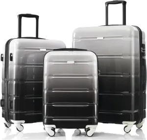 Convenient Travel with 3-Piece Luggage Set, Airline Certified Carry-on with USB Port and Cup Holder, Durable Hard Shell, Black