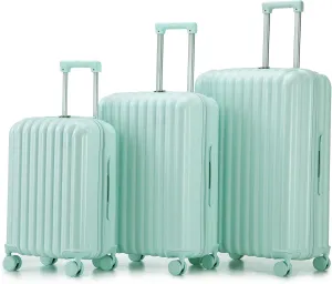 Convenient Travel with ABS Spinner Wheel Luggage, Carry-On Suitcase, With USB Charging Port and Cup Holder, Mint Green