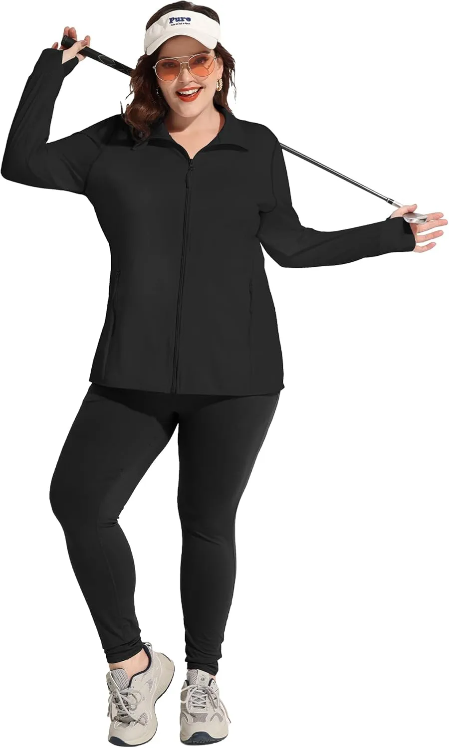 COOTRY Women's Plus Size Athletic Jackets Zip Up Lightweight Workout Running Track Jackets with Thumb Holes