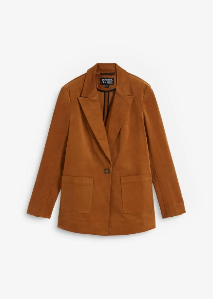 Corduroy jacket with patch pockets made of organic cotton Bpc Bonprix Collection brown