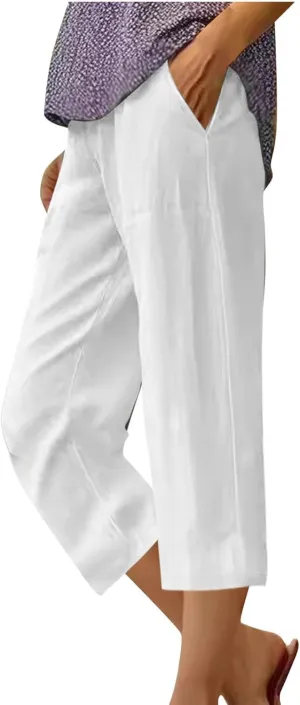 Crop Pants for Women Functional Elastic Pants with Pockets Summer Durable High Waisted Crop Straight Pant