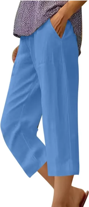 Crop Pants for Women Functional Elastic Pants with Pockets Summer Durable High Waisted Crop Straight Pant