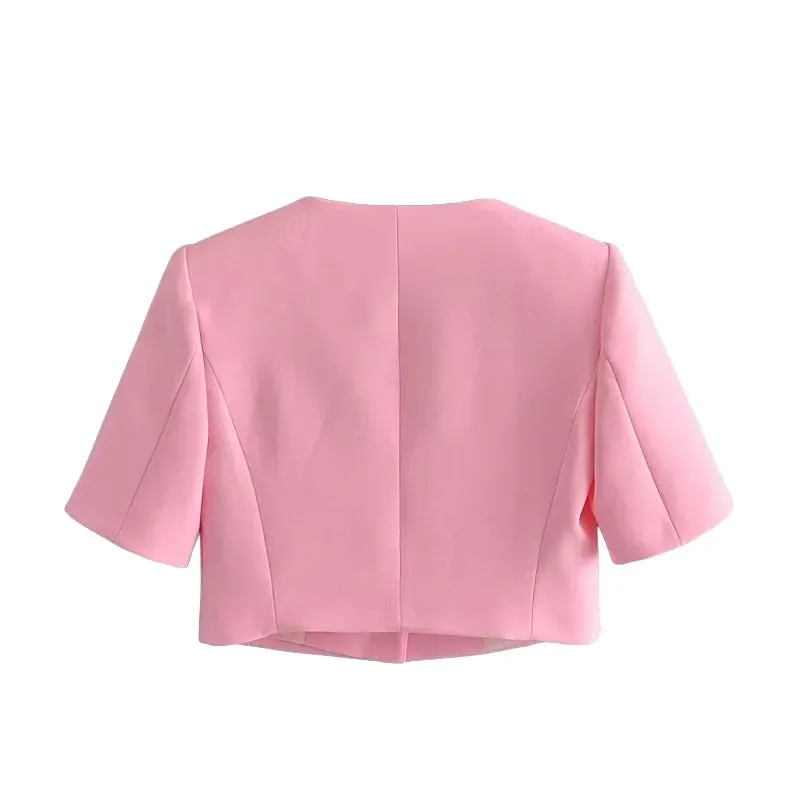 CROPPED BLAZER WITH PATCH POCKETS